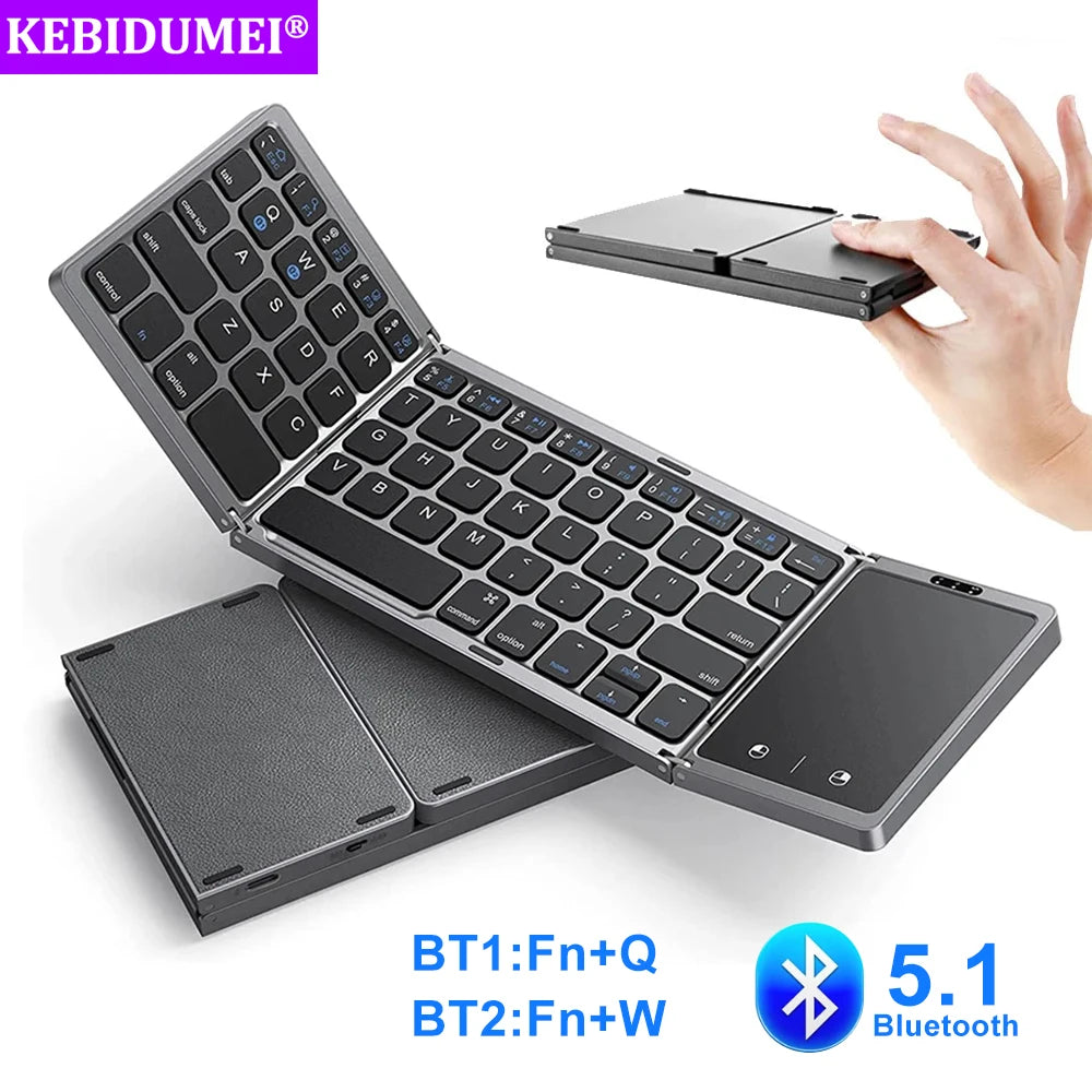 3-Fold Mini Wireless Keyboard with Touchpad