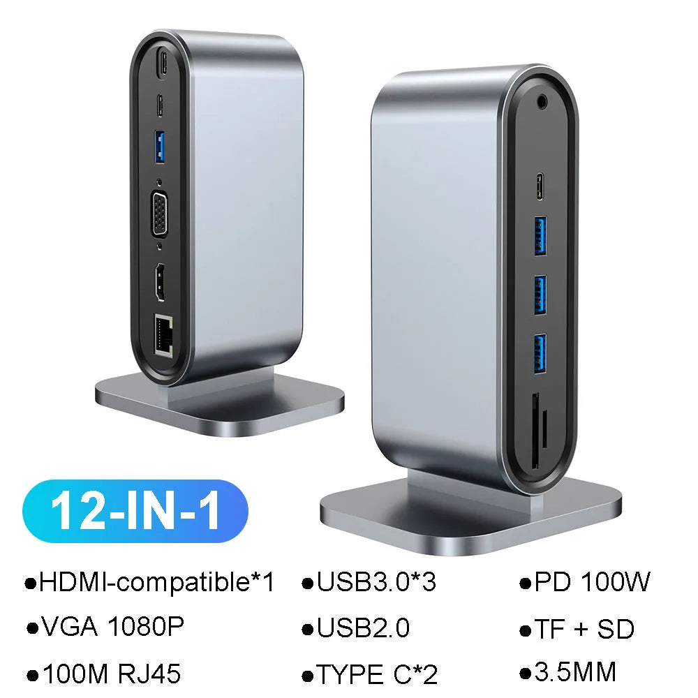 12-in-1 Docking Station with 4K HDMI Adapter