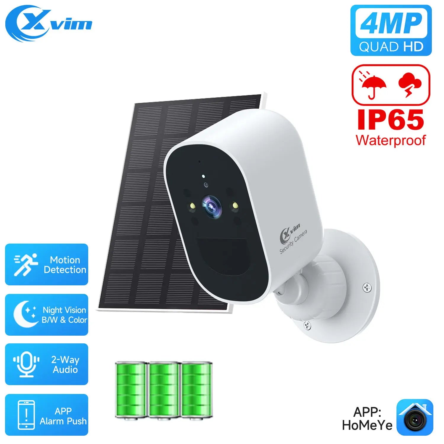 4MP Solar Powered Outdoor Camera with Automatic Alarm Monitoring 