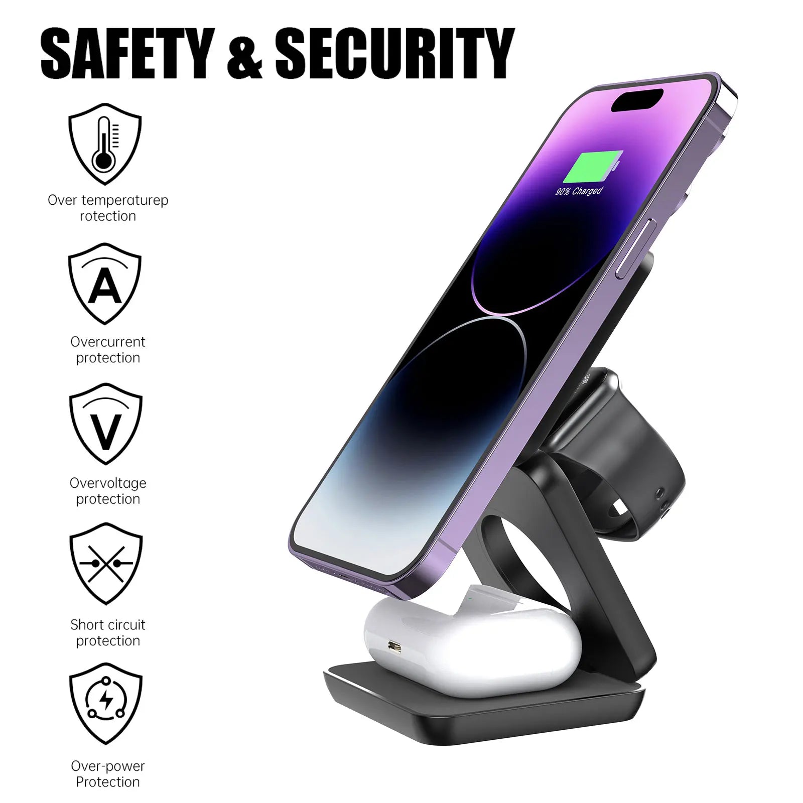 30W 3-in-1 Magnetic Wireless Charging Stand