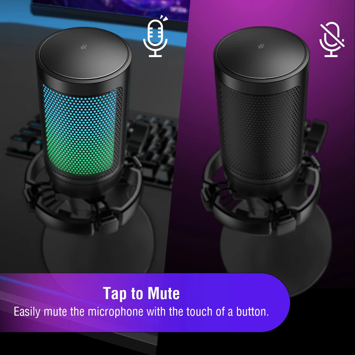 AmpliGame USB Gaming Microphone with RGB light for YouTubers and Content Creators