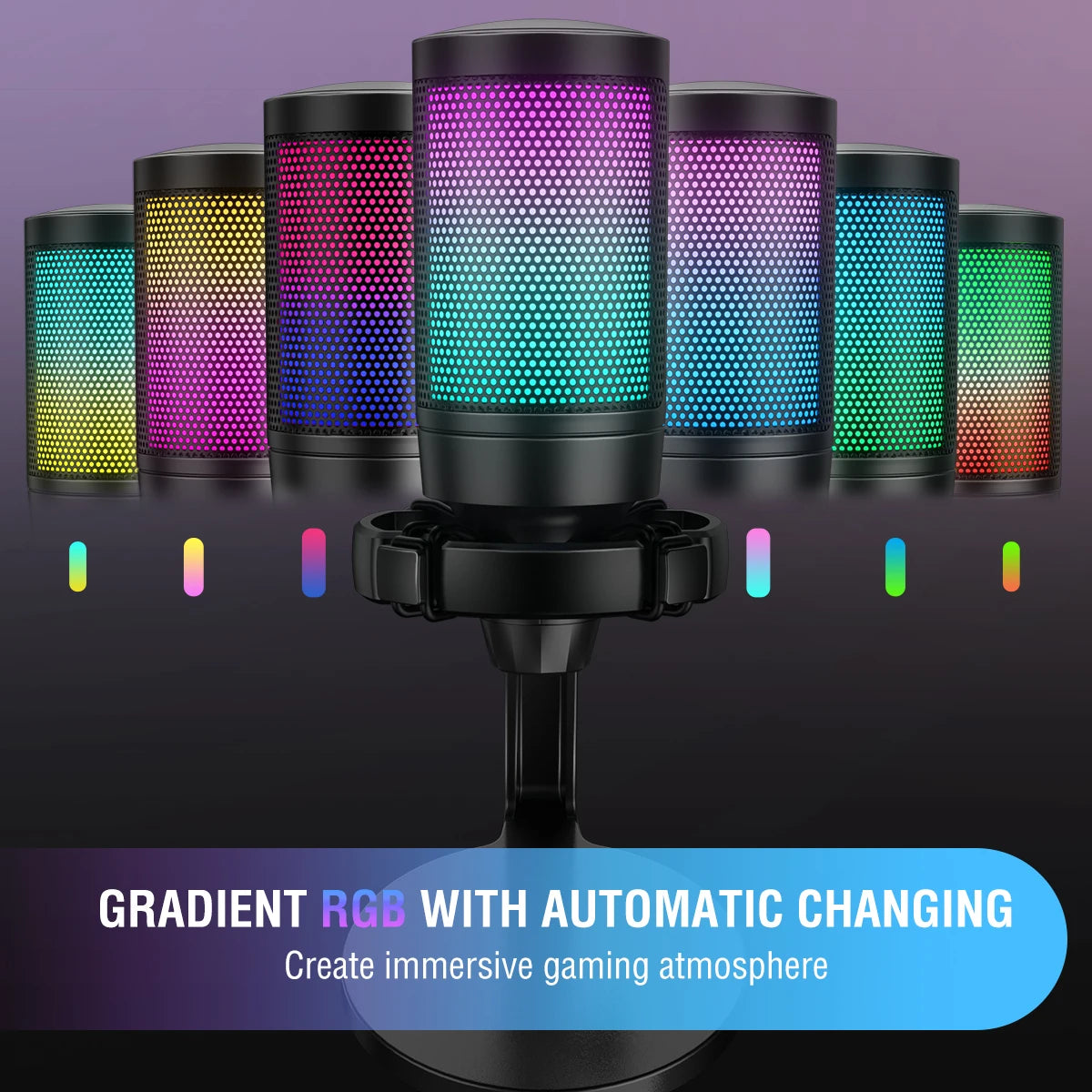 AmpliGame USB Gaming Microphone with RGB light 