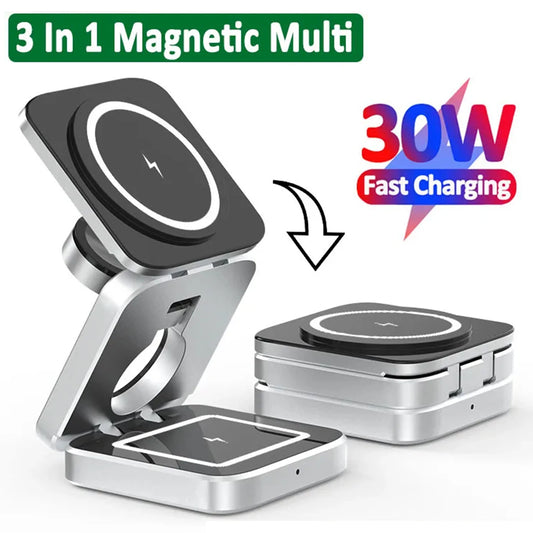 30W 3-in-1 Magnetic Wireless Charging Stand