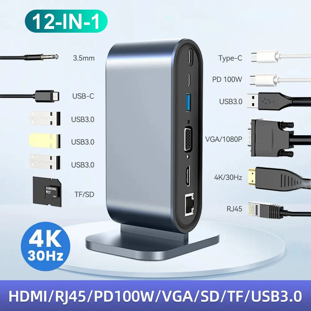 Docking Station with 4K HDMI Adapter, 100W USB-C Hub for MacBook