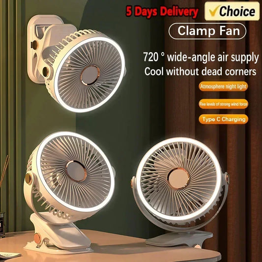 Rechargeable Wall-Mount Fan with LED Light