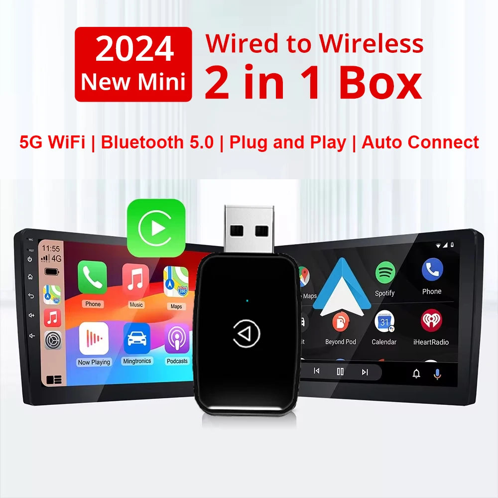 Ai Box - Mini 2-in-1 Wireless CarPlay & Android Auto Adapter