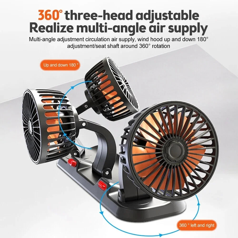 360° three head adjustable fan