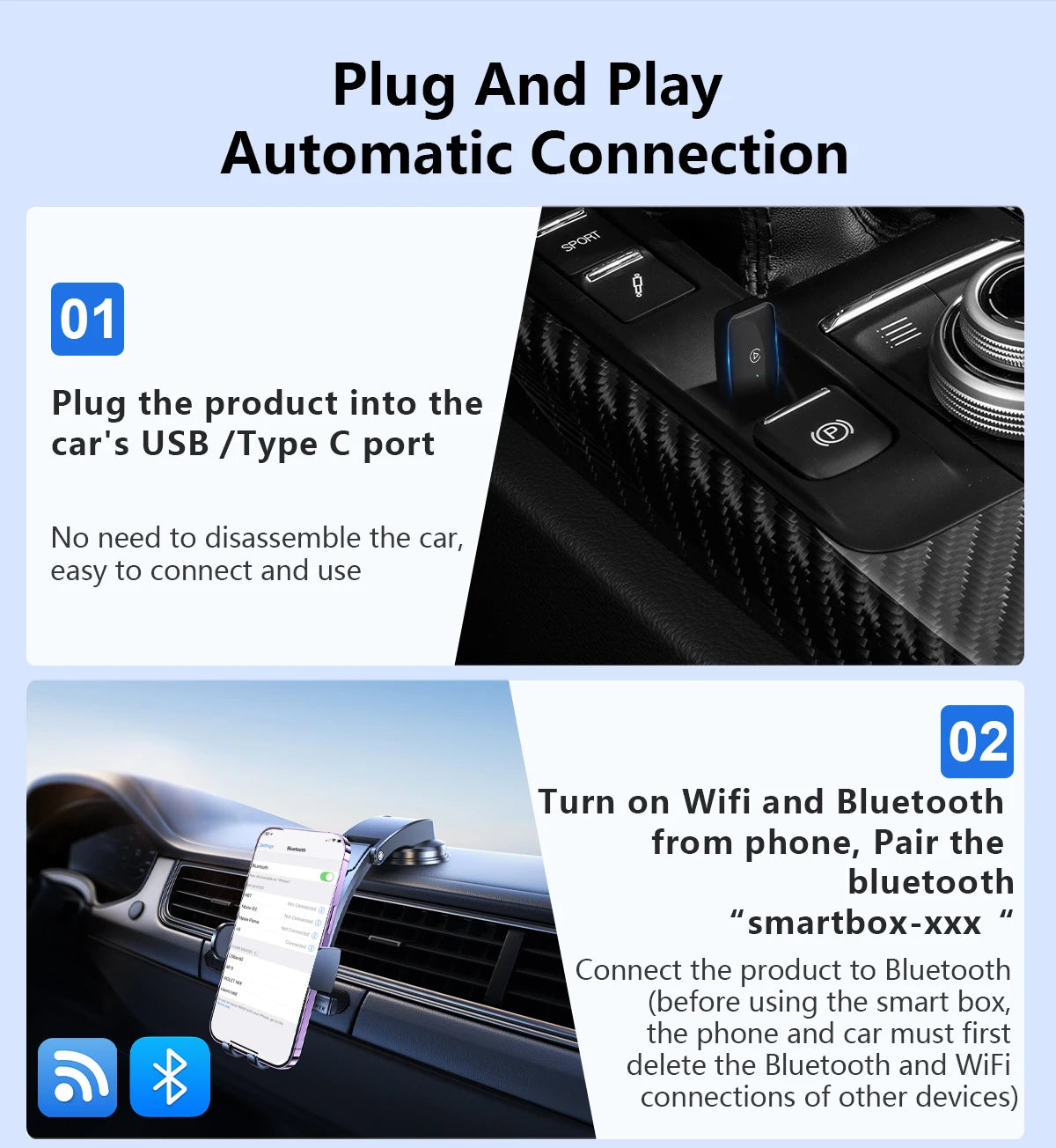 5GHz Wifi CarPlay Plug and Play Adaptor